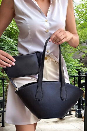 Kadın Modern Kesim Suni Deri Shopper Çanta El Ve Omuz Kullanımı İçin Mükemmel Uyum Mükemmel Uyum