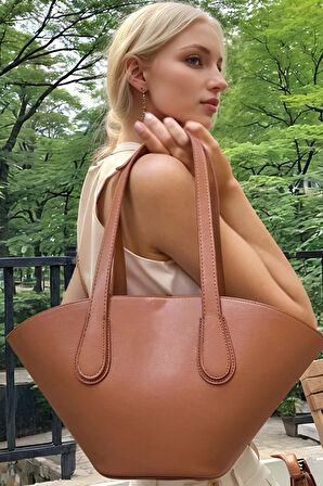 Kadın Modern Kesim Suni Deri Shopper Çanta El Ve Omuz Kullanımı İçin Mükemmel Uyum Mükemmel Uyum