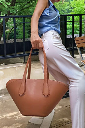 Kadın Modern Kesim Suni Deri Shopper Çanta El Ve Omuz Kullanımı İçin Mükemmel Uyum Mükemmel Uyum