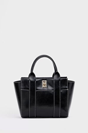 Kadın Mini Tote Vegan Deri El Çantası Gold Toka Günlük ve İş Trend Tasarım Modern Stil Mükemmel Uyum