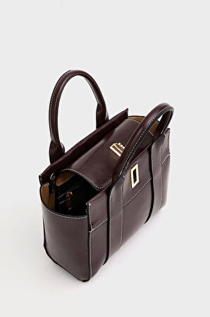 Kadın Mini Tote Vegan Deri El Çantası Gold Toka Günlük ve İş Trend Tasarım Modern Stil Mükemmel Uyum