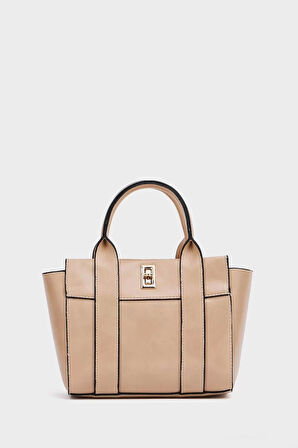 Kadın Mini Tote Vegan Deri El Çantası Gold Toka Günlük ve İş Trend Tasarım Modern Stil Mükemmel Uyum