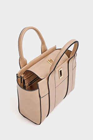 Kadın Mini Tote Vegan Deri El Çantası Gold Toka Günlük ve İş Trend Tasarım Modern Stil Mükemmel Uyum