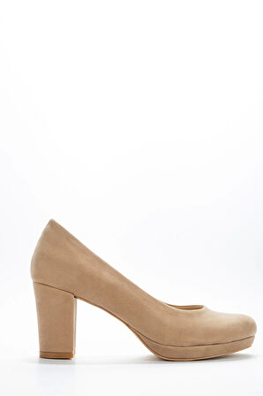 Kadın Moda Şık Vizon Süet Topuklu Ayakkabı Zarif Tasarım Düğün Nişan Gece Abiye Ayakkabısı