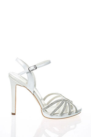 Kadın Moda Şık Gold Ayna Beş Taş Topuklu Zarif Tasarım Düğün Nişan Gece Abiye Ayakkabısı