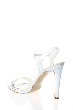 Kadın Moda Şık Gold Ayna Taşlı Tek Bant Topuklu Zarif Tasarım Düğün Nişan Gece Abiye Ayakkabısı