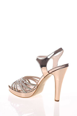 Kadın Moda Şık Gold Topuklu Zarif Tasarım Yüksek Topuk Düğün Nişan Gece Abiye Ayakkabısı