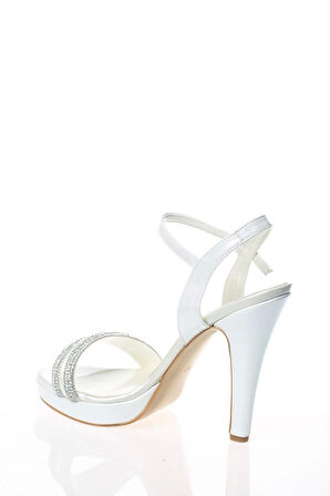 Kadın Moda Şık Gümüş Ayna Double Topuklu Zarif Tasarım Düğün Nişan Gece Abiye Ayakkabısı