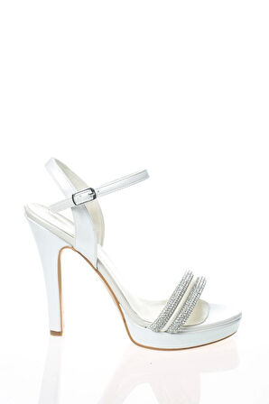 Kadın Moda Şık Gümüş Ayna Double Topuklu Zarif Tasarım Düğün Nişan Gece Abiye Ayakkabısı