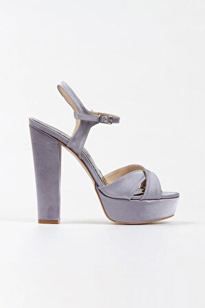 Kadın Moda Şık Gümüş Saten Klasik Ayakkabı Kalın Düğün Nişan Gece Abiye Ayakkabısı