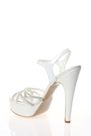 Kadın Moda Şık Sedef Cilt Sonsuz Taşlı Topuklu Zarif Tasarım Düğün Nişan Gece Abiye Ayakkabısı