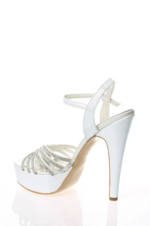 Kadın Moda Şık Gümüş Ayna Çapraz Topuklu Zarif Tasarım Düğün Nişan Gece Abiye Ayakkabısı