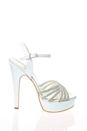 Kadın Moda Şık Gümüş Ayna Çapraz Topuklu Zarif Tasarım Düğün Nişan Gece Abiye Ayakkabısı