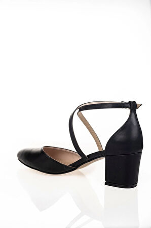 Kadın Moda Şık Siyah Cilt Topuklu Klasik Ayakkabı Topuklu Düğün Nişan Gece Abiye Ayakkabısı