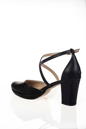 Kadın Moda Şık Siyah Cilt Topuklu Klasik Ayakkabı Topuklu Düğün Nişan Gece Abiye Ayakkabısı