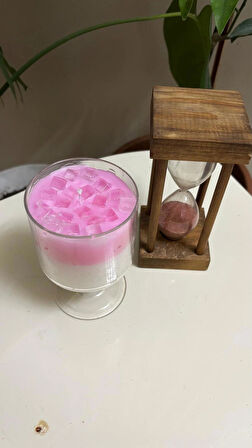 PEMBE-BEYAZ JEL DETAYLI CAM MUM
