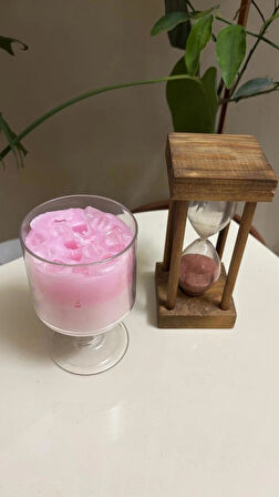 PEMBE-BEYAZ JEL DETAYLI CAM MUM