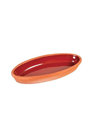 Toprak İçi Sırlı 29 Cm Oval 2'li Güveç Balık Mantar Yemek Tavası Büyük Boy