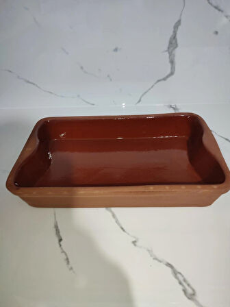 Büyük Boy Sırlı Toprak Diktörtgen Borcam 40x25x7 cm
