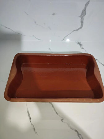 Büyük Boy Sırlı Toprak Diktörtgen Borcam 40x25x7 cm