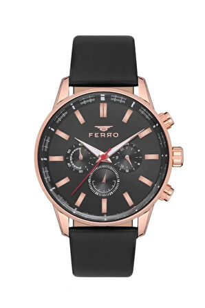 Siyah Deri Kordon Erkek Kol Saati FM11084B-R