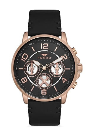 Siyah Deri Kordon Erkek Kol Saati FM11146B-R