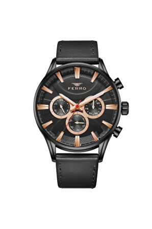 Siyah Deri Kordon Erkek Kol Saati FM11180B-G
