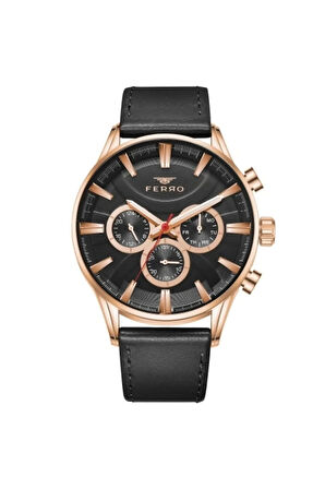 Siyah Deri Kordon Erkek Kol Saati FM11180B-G