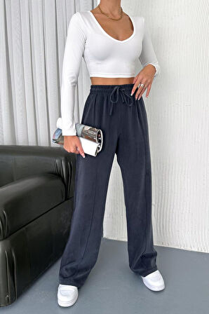 Feela Moda 2007 Bağcıklı Beli Lastikli Modal Çımalı Palazzo Kadın Pantolon