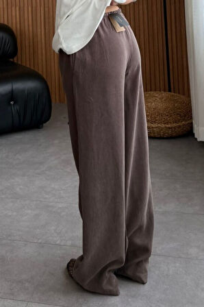 Feela Moda 2008 Bağcıklı Beli Lastikli Yıkamalı Modal Dokuma Palazzo Kadın Pantolon