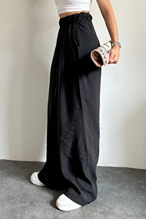 Feela Moda 2009 Beli Lastikli Lyocell Kumaş Yüksek Bel Palazzo Kadın Pantolon