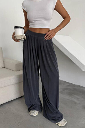 Feela Moda Kadın Beli Lastikli Modal Dokuma Pileli Şalvar Kadın Pantolon 2012