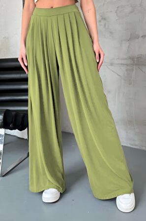 Feela Moda Kadın Beli Lastikli Modal Dokuma Pileli Şalvar Kadın Pantolon 2012