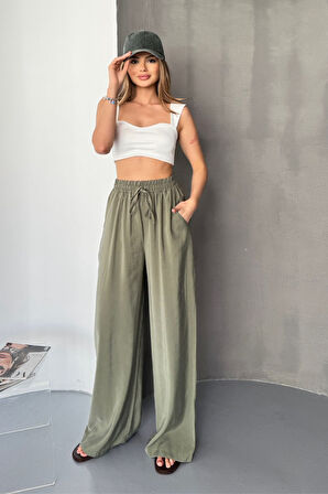 Feela Moda Kadın Modal Dokuma Beli Lastikli Palazzo Kadın Pantolon 2016