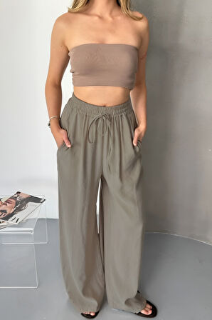 Feela Moda Kadın Modal Dokuma Beli Lastikli Palazzo Kadın Pantolon 2016