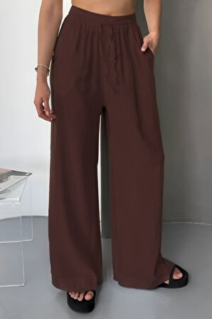 Feela Moda Kadın Modal Dokuma Beli Lastikli Palazzo Kadın Pantolon 2016