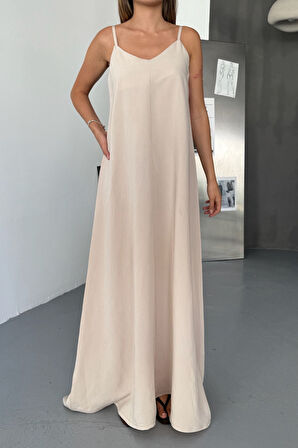 Feela Moda Kadın Modal Dokuma Ayarlanabilir Askılı Yaka Büzgülü Elbise 2017