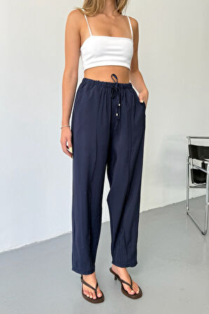 Feela Moda Kadın Modal Cupra Beli Lastikli Çımalı Şalvar Pantolon 2019