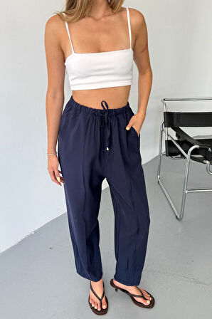 Feela Moda Kadın Modal Cupra Beli Lastikli Çımalı Şalvar Pantolon 2019