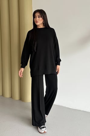 Feela Moda Kadın Oysh Modal Oversize Tesettür Tunik Takım 2020