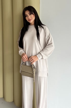 Feela Moda Kadın Oysh Modal Oversize Tesettür Tunik Takım 2020