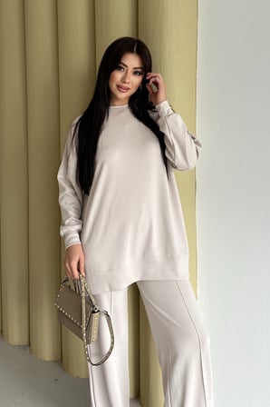 Feela Moda Kadın Oysh Modal Oversize Tesettür Tunik Takım 2020