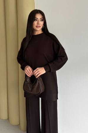 Feela Moda Kadın Oysh Modal Oversize Tesettür Tunik Takım 2020