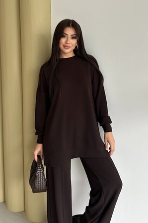 Feela Moda Kadın Oysh Modal Oversize Tesettür Tunik Takım 2020