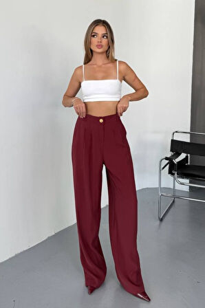 Feela Moda Kadın Modal Cupra Dokuma Pileli Palazzo Pantolon 2022