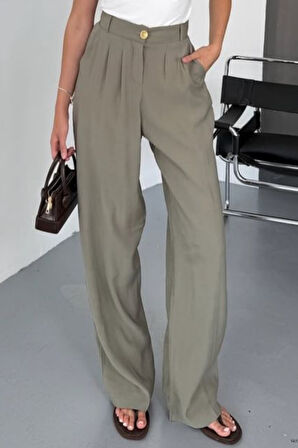 Feela Moda Kadın Modal Cupra Dokuma Pileli Palazzo Pantolon 2022