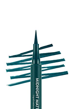 FLORMAR Mat Likit Kalem Eyeliner (YEŞİL) - Midnight Matte Eyeliner - 004 Green