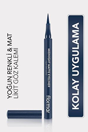 FLORMAR Mat Likit Kalem Eyeliner (LACİVERT) - Midnight Matte Eyeliner - 003 Dark Blue