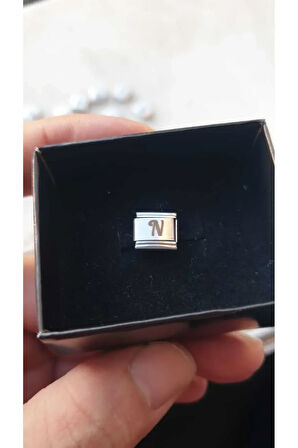 İTALYAN ÇELİK CHARM NOMİ ÇELİK CHARM N HARFİ İSİM TARİH BAŞ HARF YAZILIR 9 MM  FMACCESORİES