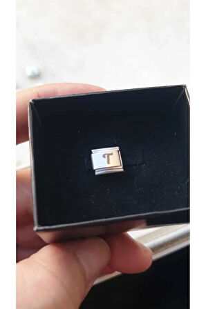 İTALYAN ÇELİK CHARM NOMİ ÇELİK CHARM T HARFİ İSİM TARİH BAŞ HARF YAZILIR 9 MM  FMACCESORİES